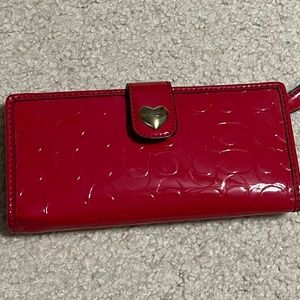 Coach red glossy slim wallet